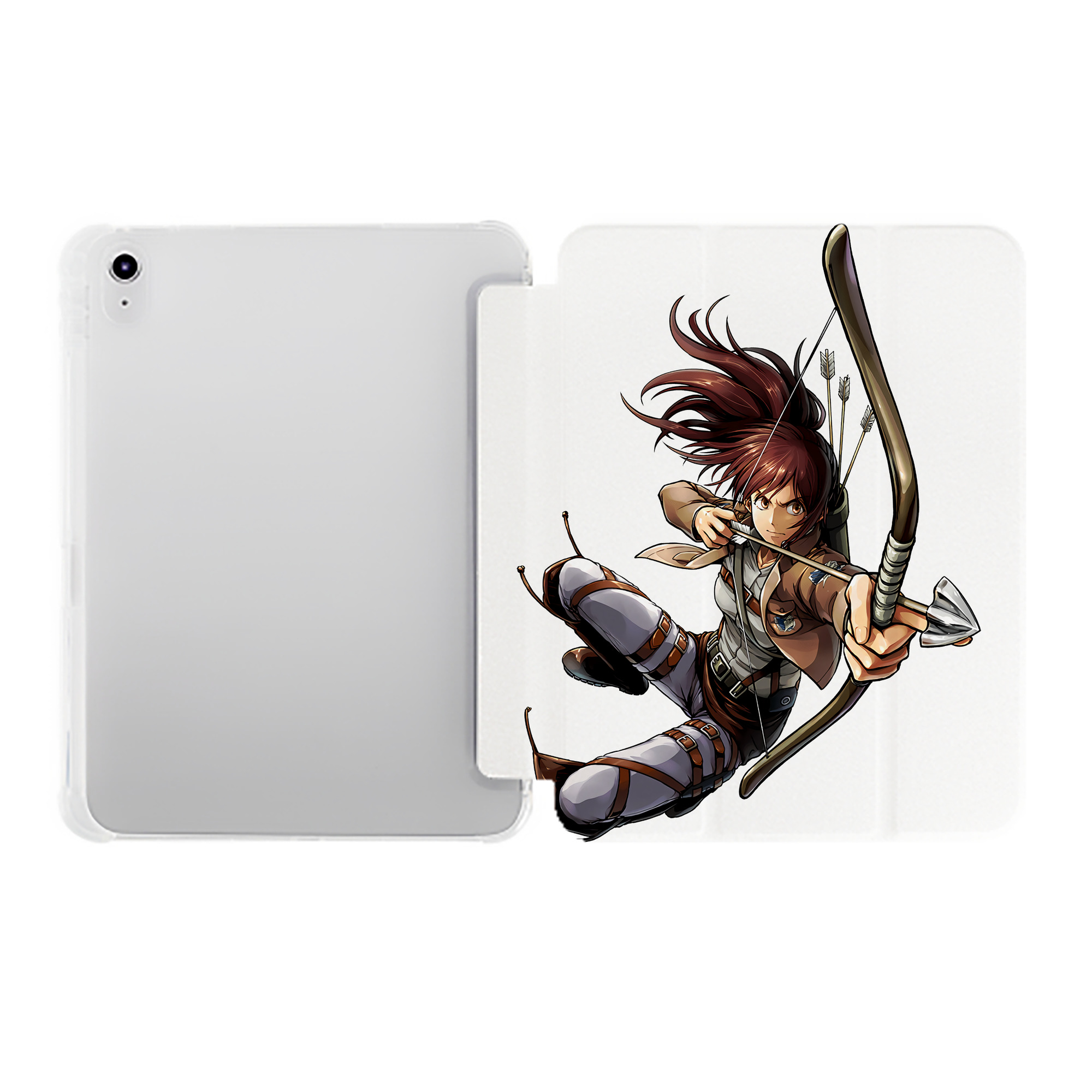 （画像用） 進撃の巨人 サシャ·ブラウス Attack on Titan Sasha Blaus IPad ケース ペン収納付き 三つ折りスタンド PUレザー×シリコン 対応機種9.5/10.5/10.9インチ